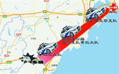 日東高速車禍傷員轉青島治療 警車開道3小時抵達 日東高速車禍傷員轉青島治療 警車開道3小時抵達